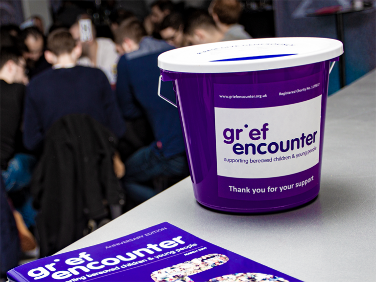 Grief Encounter fundraising bucket