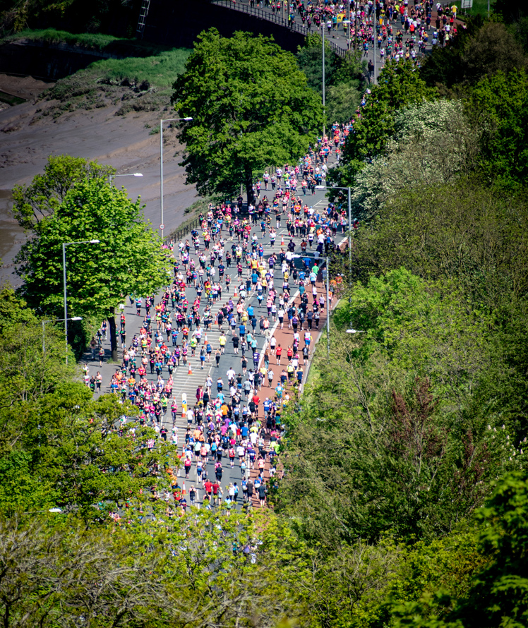 Runners at the Bristol 10k running along the Portway